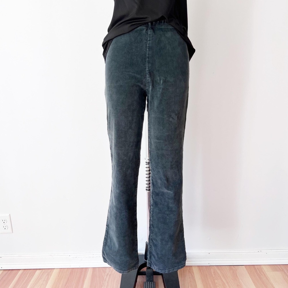 Vintage Corduroy Pants Blue High Rise Straight Leg Elastic Waist XS‎